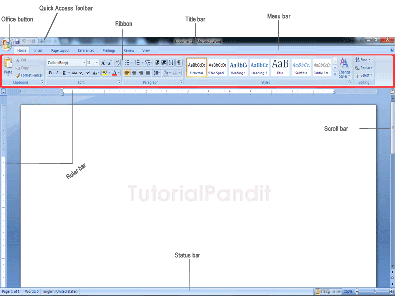 MS Word 2007 Dashboard with Tools Name