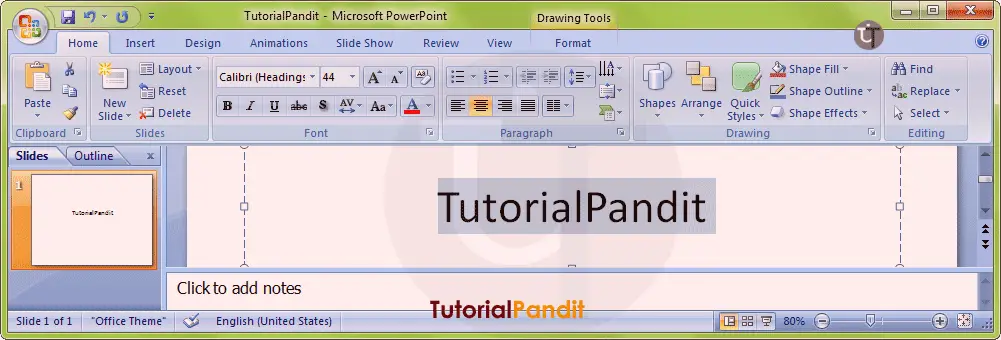 PowerPoint Presentation Showing Selected Words