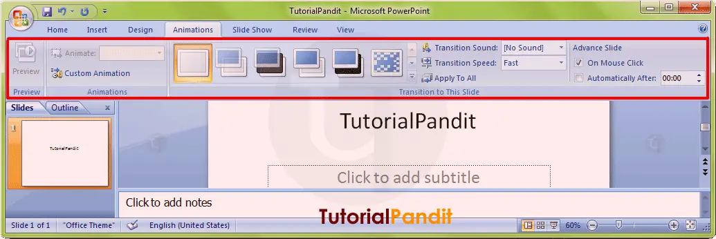 MS PowerPoint Animations Tab in Hindi - MS PowerPoint Animations Tab -  TutorialPandit.