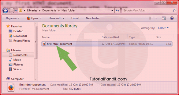 Double Click to Open HTML File. HTML Document in File Directory