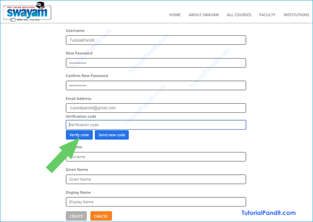 Swayam Email Verification Form.