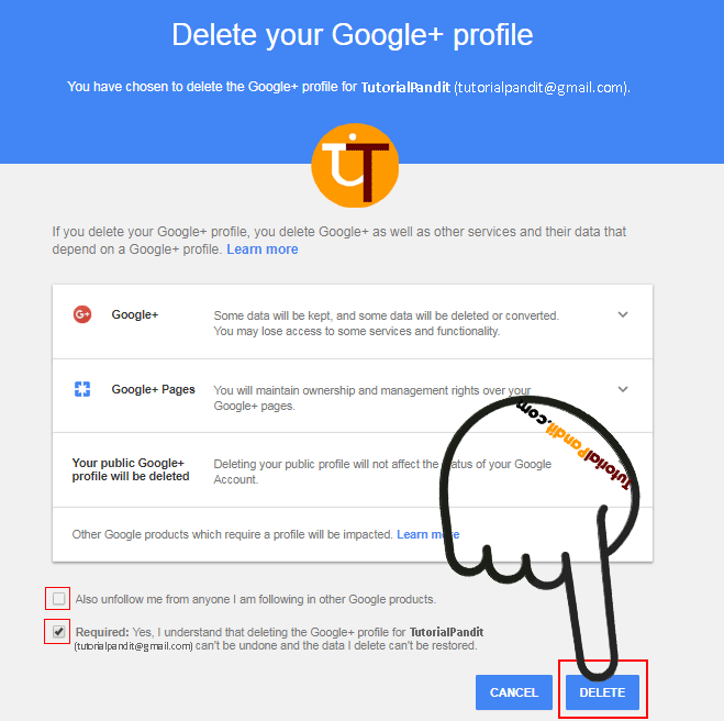 google plus downgrade page