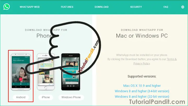 Choose Your Device Type to Download WhatsApp in Hindi