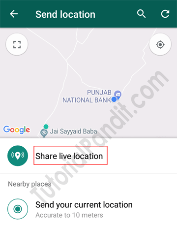 Tap on  Share Live Location on WhatsApp in Hindi