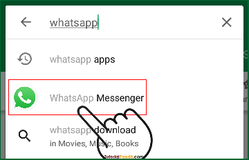 Search whatsapp in Play Store Search Bar