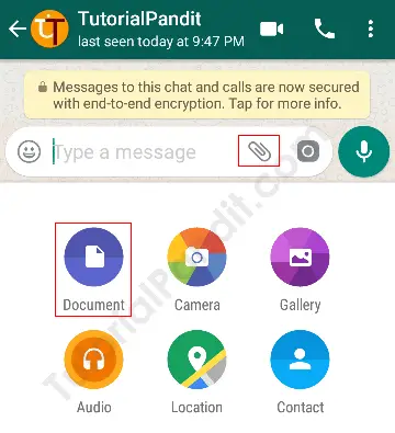 Tap on Paper Clip Icon to Select Documents in Hindi