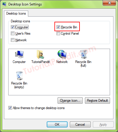 Adding Recycle Bin Icon on Desktop in Hindi
