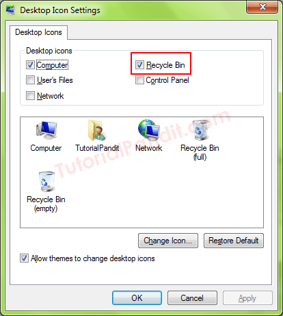 Check Recycle Bin Adding Recycle Bin Icon on Desktop in Hindi