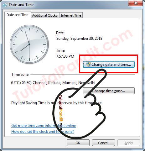 Change date and time in Hindi