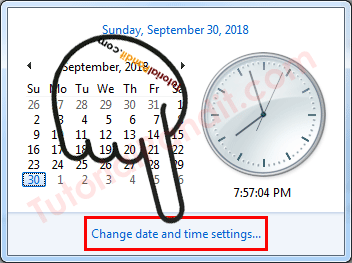 Click on Change date and time settings... Change date and time settings...
