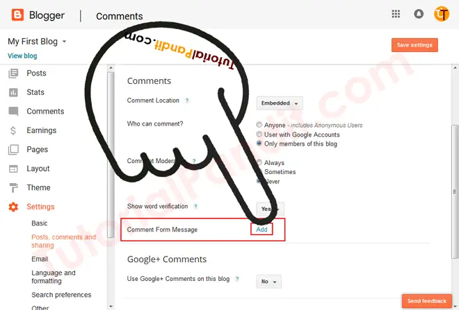 Blogger Blog Add Comment Form Message