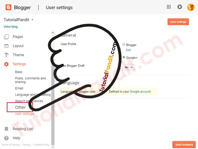 Blogger Other Settings