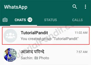 Group Chat in WhatsApp CHATS Tab