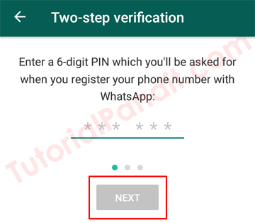 Enter 6 Digit PIN and Next