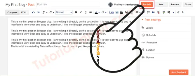 Publish Blogger Blog Post