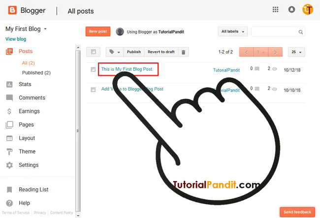 Select a Blogger Post to Add Blogger Blog Post Labels