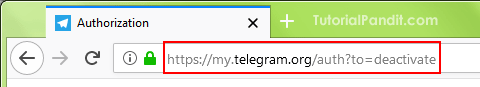 Visit Telegram Account Deactivation Page URL