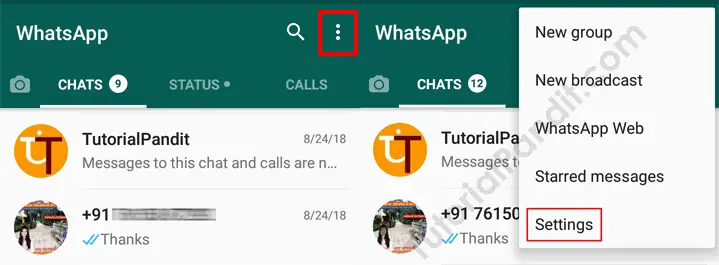 WhatsApp Menu Settings