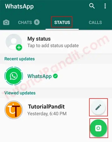 WhatsApp Status Tab