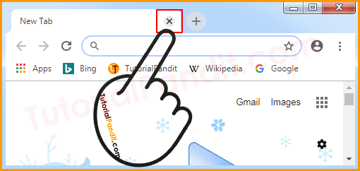 Click on X Close to Close a New Tab in Chrome in Hindi