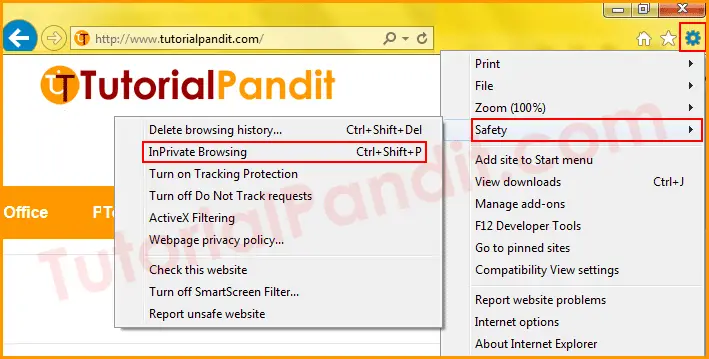 Click on InPrivate Browsing to Open New Private Window in Internet Explorer