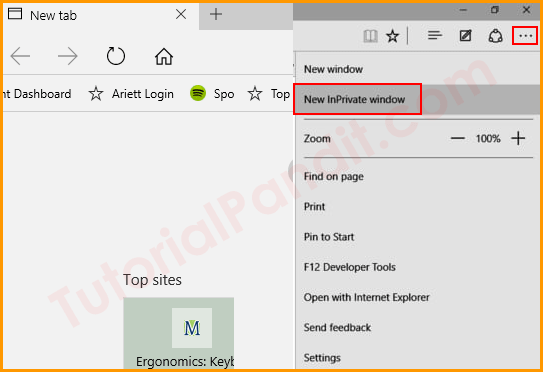 Click on InPrivate to Open Private Window in Microsoft Edge Browser