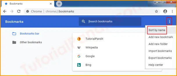Sort by Name Chrome Bookmarks in Hindi