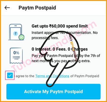 Tap on Activate My Paytm Postpaid to Active This Service in Hindi