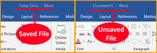 Word Document Saved or Unsaved Status