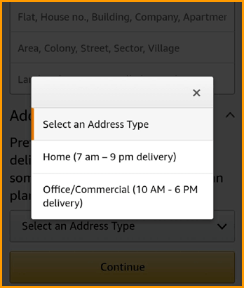 Amazon Delivery Address Type