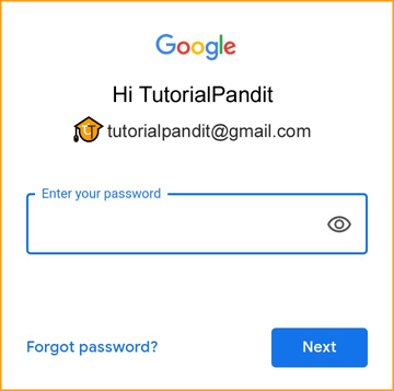Enter Gmail Account Password