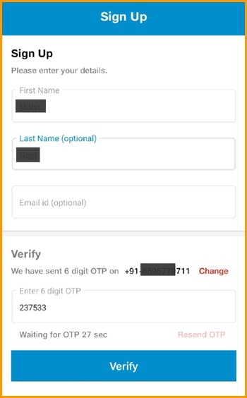Enter Your Personal Details and Verify with OTP