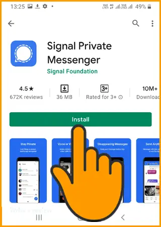 Tap on Install Button to Install the Signal App on Your Smartphone