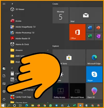 Click on Settings from Start Menu