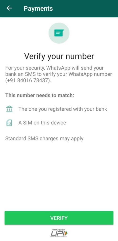 Verify Your Number WhatsApp Payment