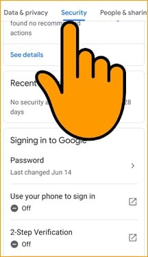 Gmail 2 Step Verification Security Tab